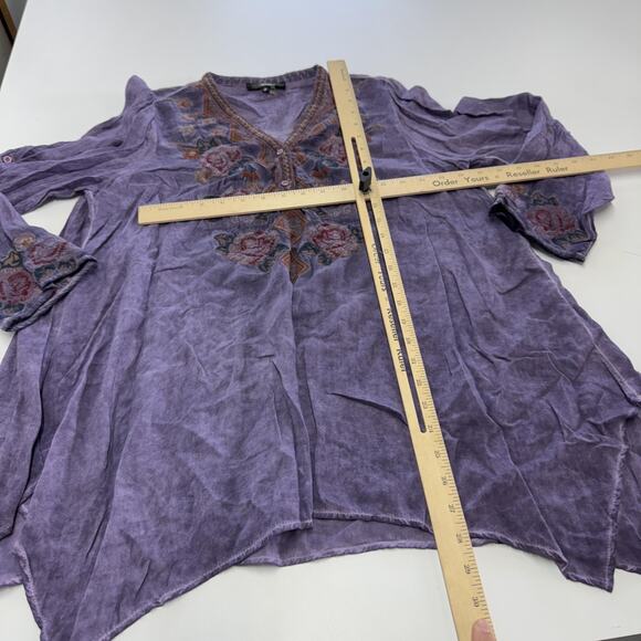 Andree by Unit Blouse Womens Small Purple Embroidered Floral Boho Top Rayon - Picture 6 of 6